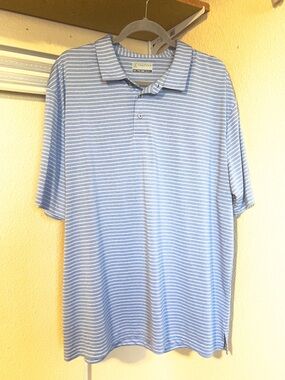 PGA Tour Light Blue & White Striped Polo